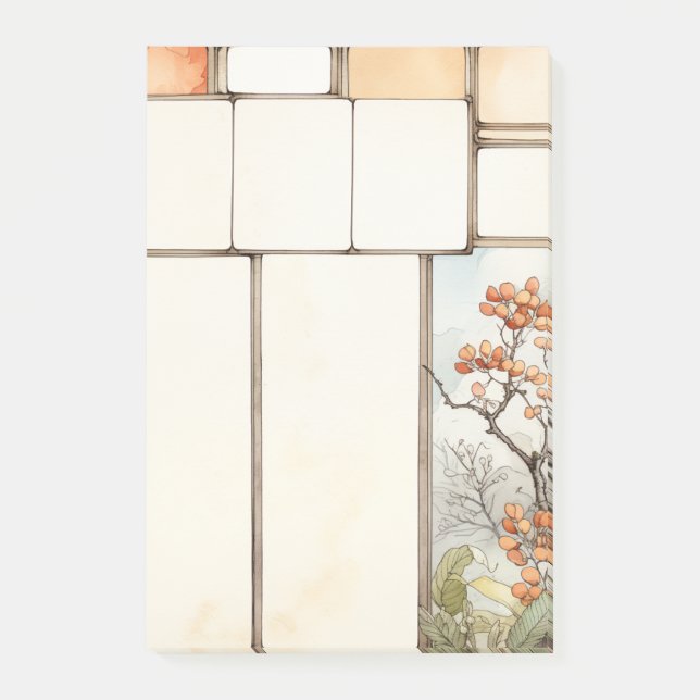 Post-it® Russe Aquarelle fleurs rouges Ecriture cadres dire (Devant)