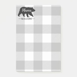Post-it® Russe Mama Ours Gris Noir Monogramme Nom 4x6