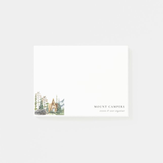 Post-it® Rustic Pine Woods Watercolor Camping Mountain Camp (Devant)