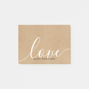 Post-it® Rustique Kraft Script Love Nom personnalisé