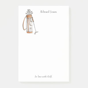 Post-it® Sac de golf élégant avec Bloc-notes Initiales