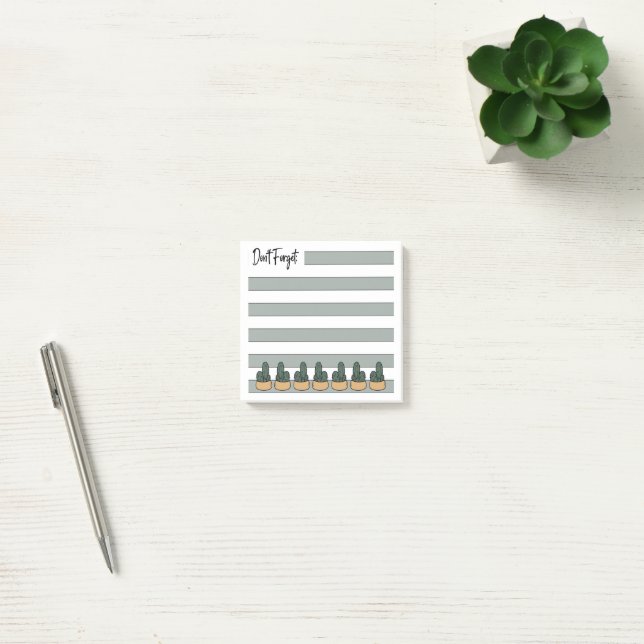 Post-it® Sage Green | Lined | Potted Cactus - (Bureau)