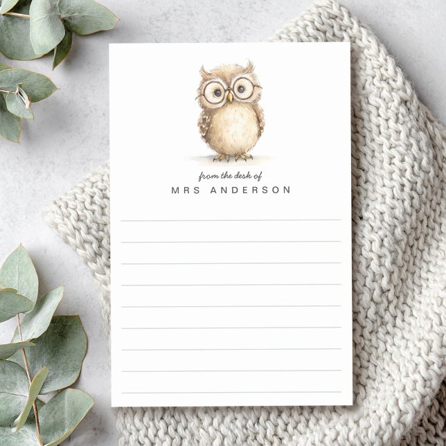 Post-it® Sage hibou du bureau de nom aligné (Wise owl from the desk of name lined post-it notes)