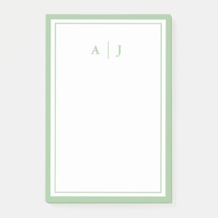 Post-it® Sage Vert Minimaliste Deux Monogramme Bordure