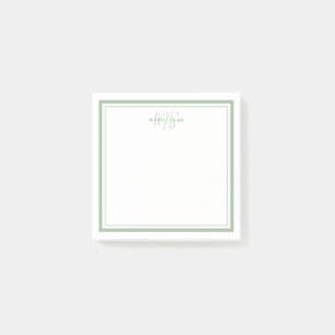 Post-it® Sage Vert Minimaliste Simple Monogramme Deux Bordu