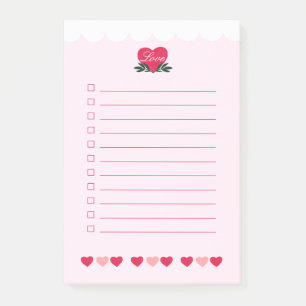 Post-it® Saint-Jacques-Blanc Coeurs roses Aimer Saint-Valen