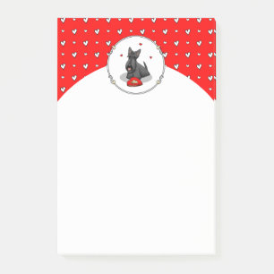 Post-it® Saint-Valentin (rouge) Chien écossais (noir) migno