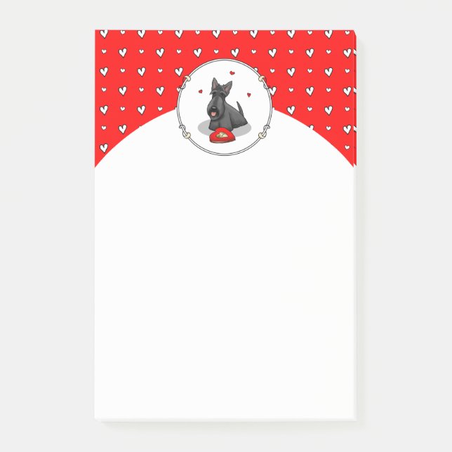 Post-it® Saint-Valentin (rouge) Chien écossais (noir) migno (Devant)