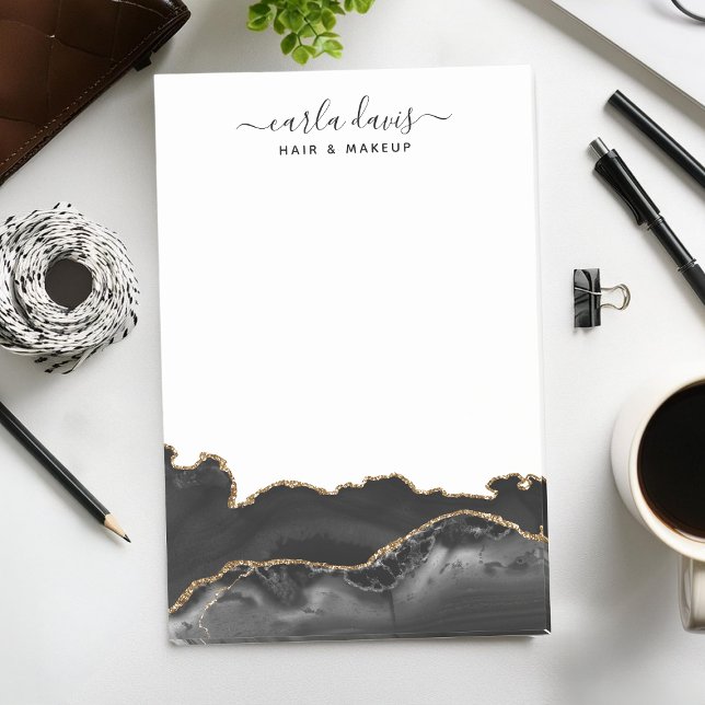 Post-it® Salon Moderne Marbre Noir Et Or Agate (Créateur téléchargé)