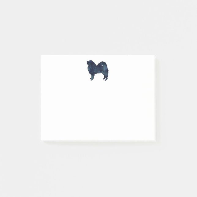 Post-it® Samoyed Chien race Silhouette Noir Aquarelle (Devant)