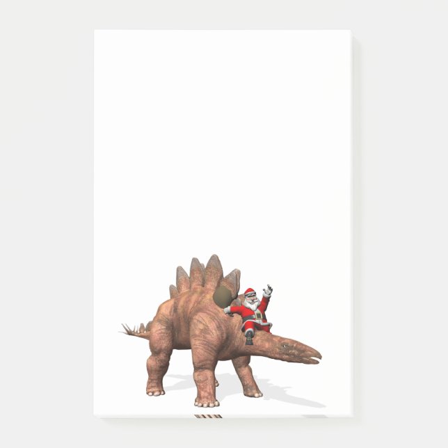 Post-it® Santa Claus À cheval Sur Stegosaurus (Devant)