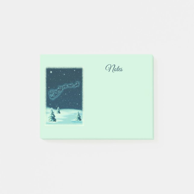 Post-it® Santa et ses rennes dans le ciel de Noël (Devant)