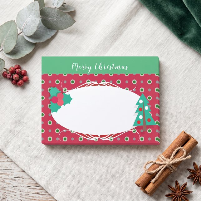 Post-it® Sapin de Noël à pois rouge et vert Fêtes (Créateur téléchargé)