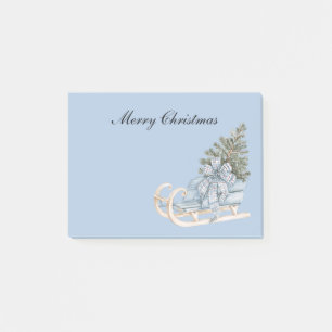 Post-it® Sapin de Noël Bleu Blanc Ruban Blanc Traîneau