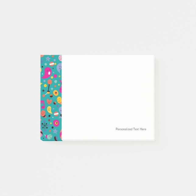 Post-it® sarcelle d'hiver de motif de bande dessinée (Devant)
