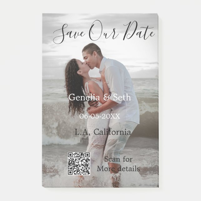 Post-it® Save the date simple minimal QR scan code details  (Devant)