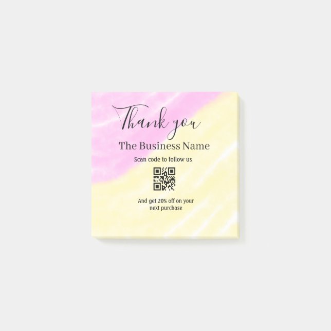Post-it® Scan QR to follow us thank you discount code pink  (Devant)