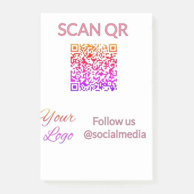 Post-it® Scanner pour afficher le menu restaurant hôtel QR  (Devant)