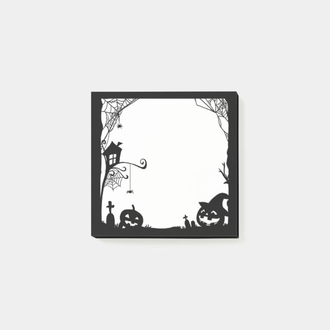Post-it® Scène d'Halloween noir blanc  (Devant)