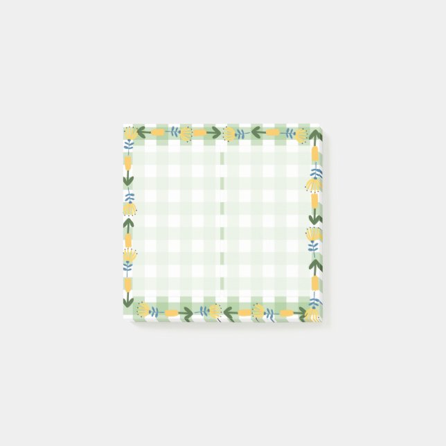 Post-it® Scottich et fleuri vert et jaune mou (Devant)