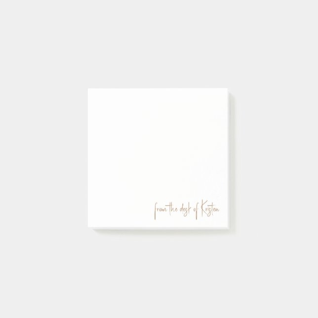 Post-it® Script blanc & or du bureau de nom personnalisé (Devant)