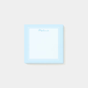 Post-it® Script de bordure blanc bleu clair moderne