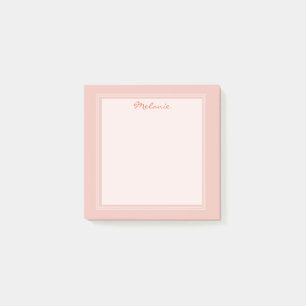 Post-it® Script de bordure blanc de corail clair moderne