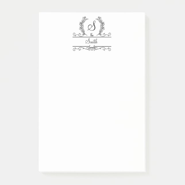 Post-it® Script de nom de famille monogramme (Devant)