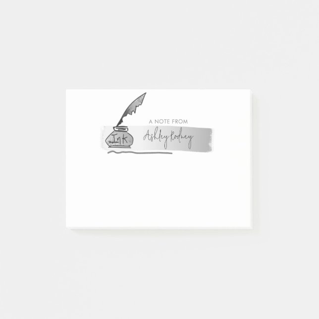 Post-it® Script de stylo Quill Sketch Faux Silver (Devant)