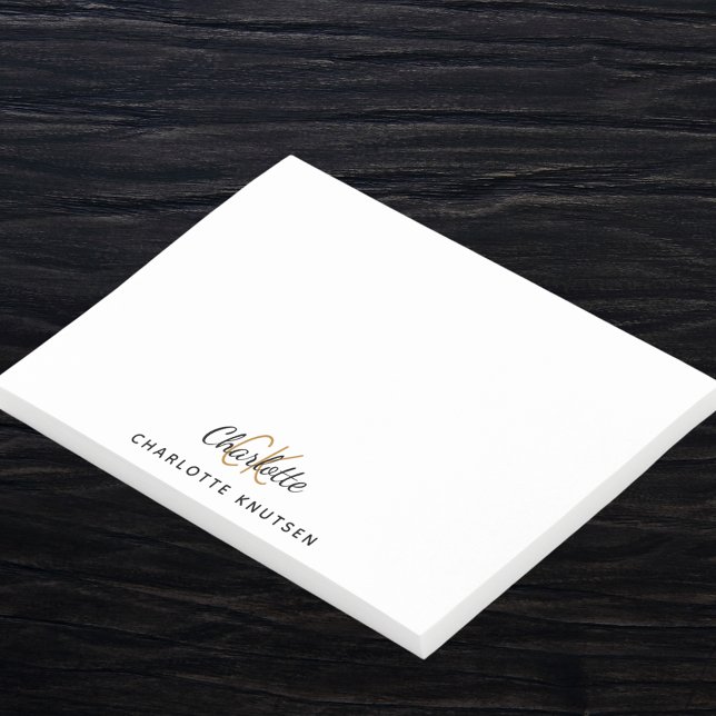 Post-it® Script des initiales du monogramme blanc noir (Créateur téléchargé)
