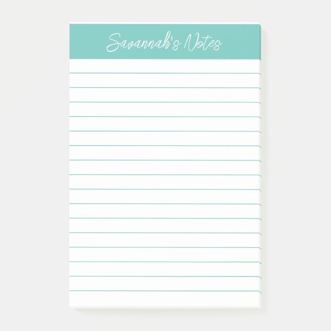 Post-it® Script Élégant Aqua Ligné Personnalisé (Devant)