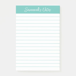Post-it® Script Elegant Aqua Lined Personalized
