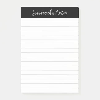 Post-it® Script Elegant Black Gray Lined Personalized