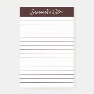 Post-it® Script Elegant Chocolate Brown Lined Personalized