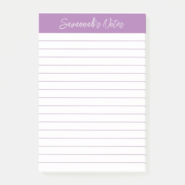 Post-it® Script Elegant Lavender Lined Personalized (Devant)