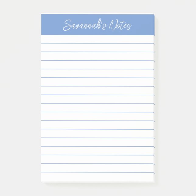 Post-it® Script Elegant Light Blue Lined Personalized (Devant)