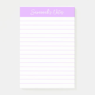 Post-it® Script Elegant Light Lavender Lined Personalized