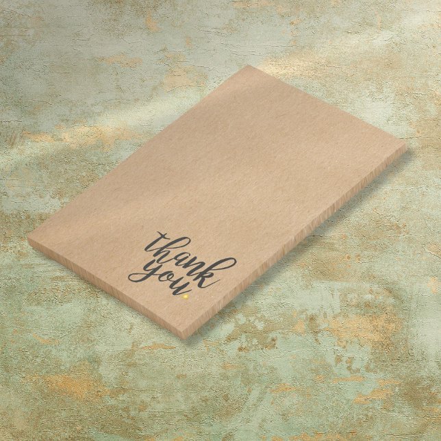 Post-it® Script Merci Or Amour Cœur Kraft Rustique (Script Thank You Gold Love Heart Rustic Kraft Post-it Notes)