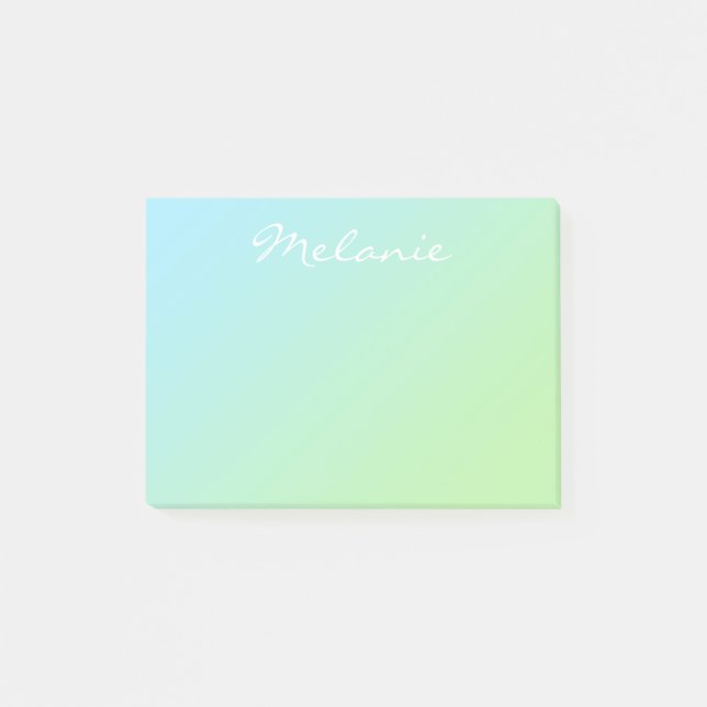 Post-it® Script moderne Aqua Blue Green Ombre (Devant)