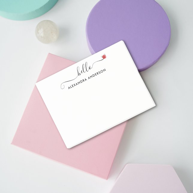 Post-it® Script moderne minimal Hello Coeur (Minimal Modern Script Hello Heart Post-it Notes)