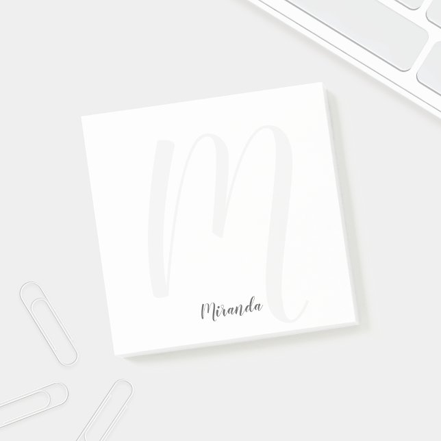 Post-it® Script moderne Monogramme personnalisé et nom (Créateur téléchargé)