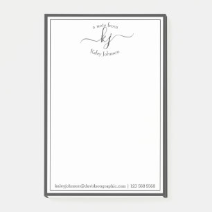 Post-it®  Script Monogramme Blanc Gris Du Bureau De