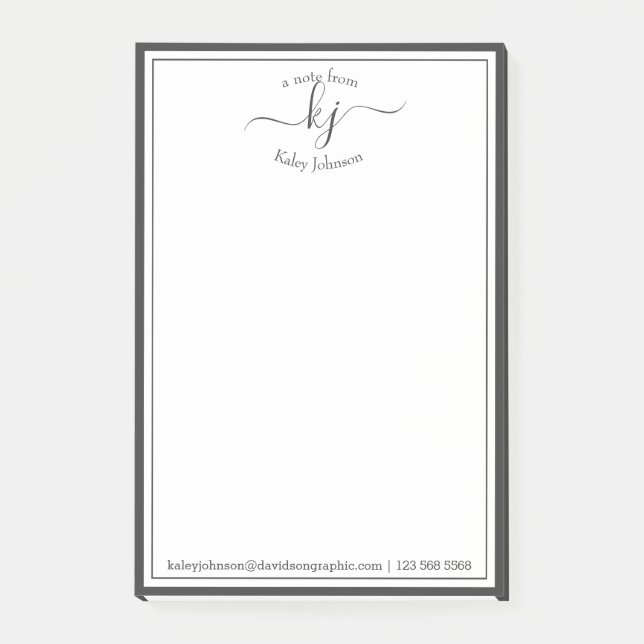 Post-it® Script Monogramme Blanc Gris Du Bureau De (Devant)
