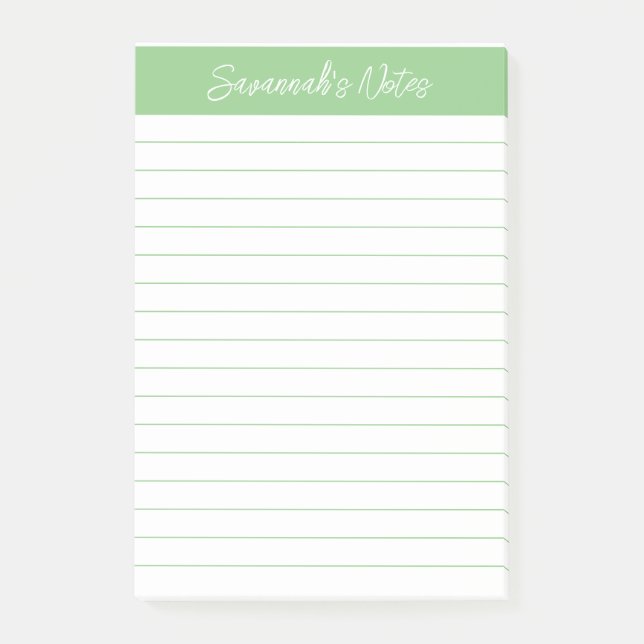 Post-it® Script Moyen Vert Sage Ligné Personnalisé (Devant)
