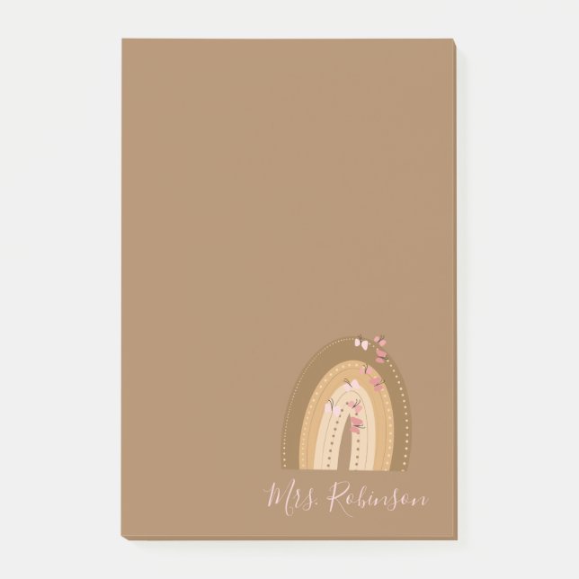 Post-it® Script Papillons Arc-en-ciel Nom de l'enseignant   (Devant)