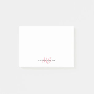 Post-it® Script Pinceau rose Bleu Cute Deux Monogrammes Ini