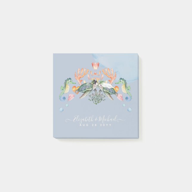 Post-it® Sea Turtle Wedding Featuring Bride and Groom (Devant)