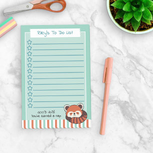 Post-it® Seafoam Green Napping Red Panda To Do List