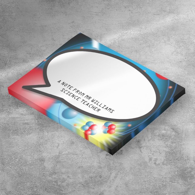 Post-it® Séparer le discours de l'Atom Enseignant de la sci (Splitting The Atom Speech Bubble Science Teacher Post-it Notes)