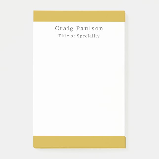 Post-it® Serif Font Simple Professional Plain Gold White (Devant)